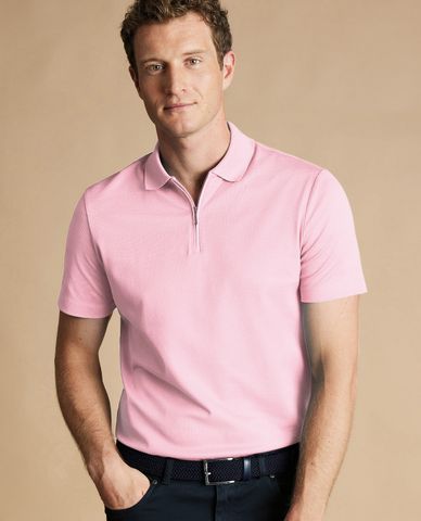  CHARLES TYRWHITT - Áo polo nam cổ bẻ tay ngắn Performance Textured 