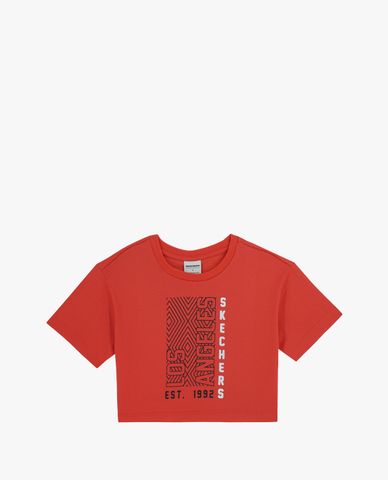  SKECHERS - Áo croptop bé gái cổ tròn tay ngắn Los Angeles 