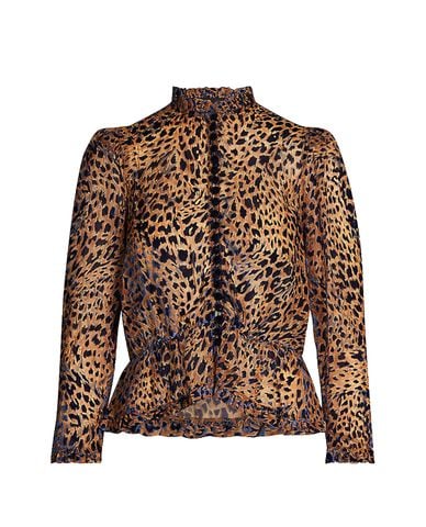  THE KOOPLES - Áo sơ mi nữ tay dài cổ trụ nhún bèo 