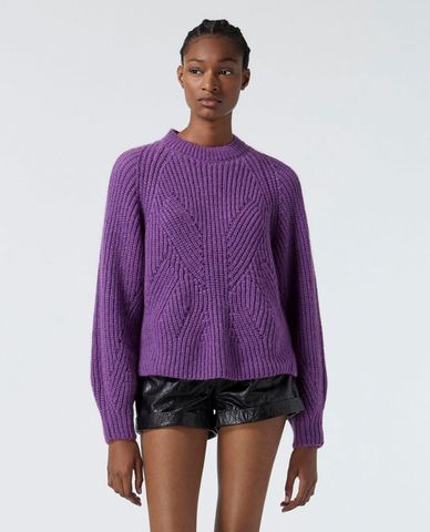  THE KOOPLES - Áo len nữ tay dài cổ tròn phom suông thời trang 