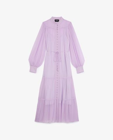  THE KOOPLES - Đầm midi cổ trụ tay dài phối nút cài thời trang 