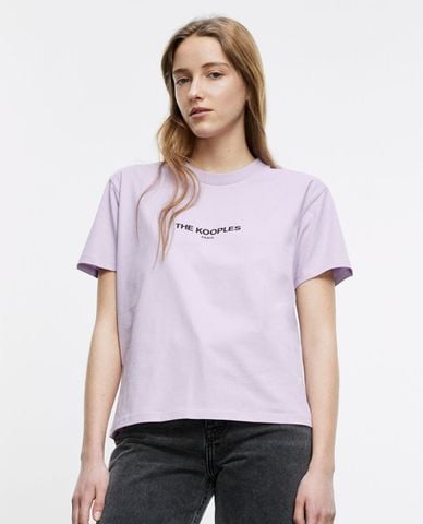  THE KOOPLES - Áo thun nữ cổ tròn ngắn tay Wavy Logo 