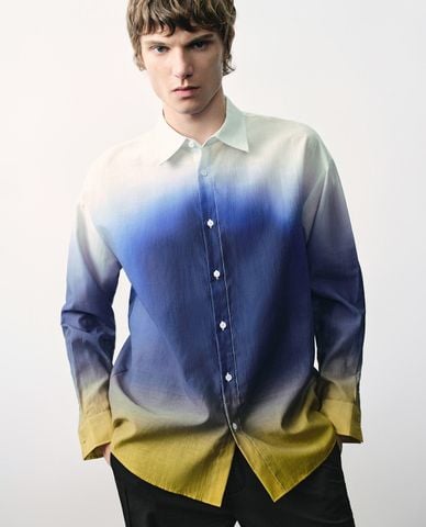  URBAN REVIVO - Áo sơ mi nam cổ bẻ tay dài Gradient Button Up Loose 