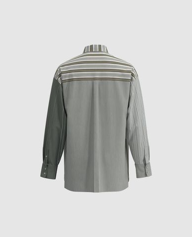  URBAN REVIVO - Áo sơ mi nam cổ bẻ tay dài Striped 