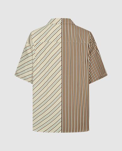  URBAN REVIVO - Áo sơ mi nam cổ bẻ tay ngắn Striped 