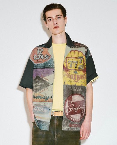  URBAN REVIVO - Áo sơ mi nam cổ bẻ tay ngắn Loose Printed 