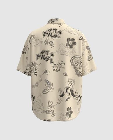  URBAN REVIVO - Áo sơ mi nam cổ bẻ tay ngắn in họa tiết 