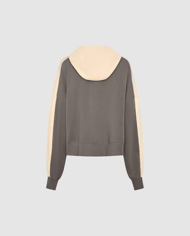  URBAN REVIVO - Áo hoodie nam tay dài phối mũ trùm 