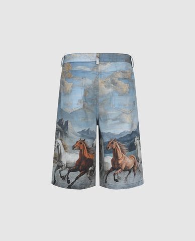  URBAN REVIVO - Quần short jeans nam ống rộng Vogue 