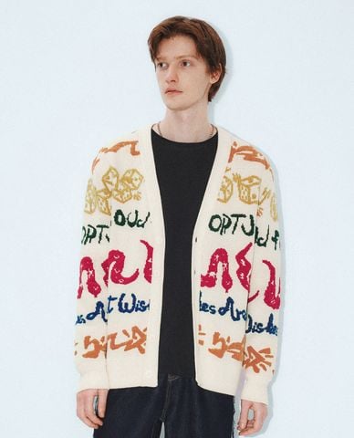  URBAN REVIVO - Áo khoác cardigan nam cổ V tay dài Regular 