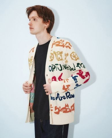  URBAN REVIVO - Áo khoác cardigan nam cổ V tay dài Regular 