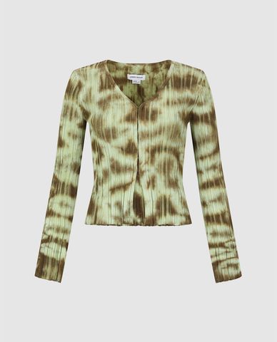  URBAN REVIVO - Áo khoác cardigan nữ cổ V tay dài in họa tiết nổi bật 