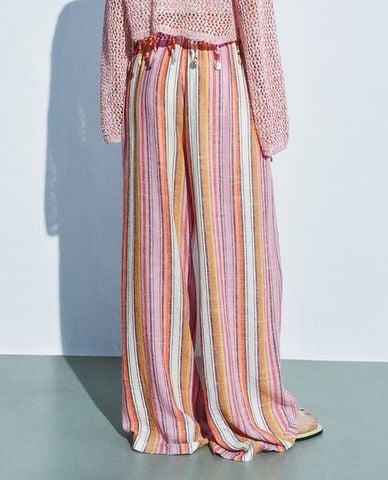  URBAN REVIVO - Quần nữ ống rộng kẻ sọc Loose 