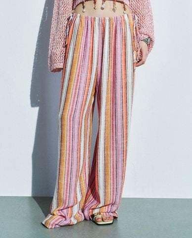  URBAN REVIVO - Quần nữ ống rộng kẻ sọc Loose 