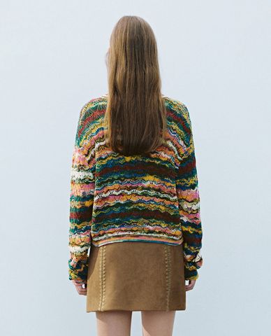  URBAN REVIVO - Áo dệt kim nữ phối dây hiện đại 