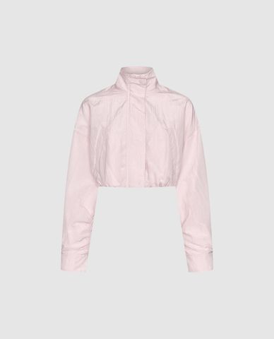  URBAN REVIVO - Áo khoác croptop nữ cổ trụ tay dài 