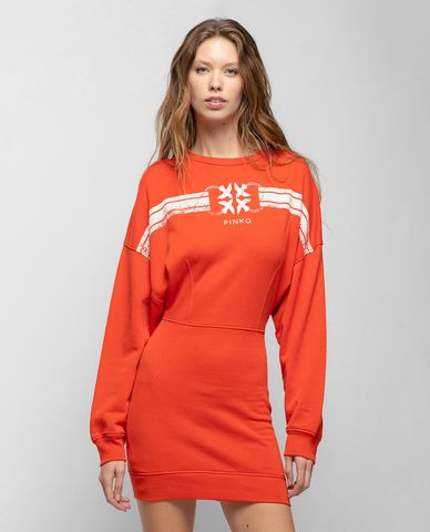  PINKO - Đầm mini cổ tròn dài tay Fleece Love Birds 