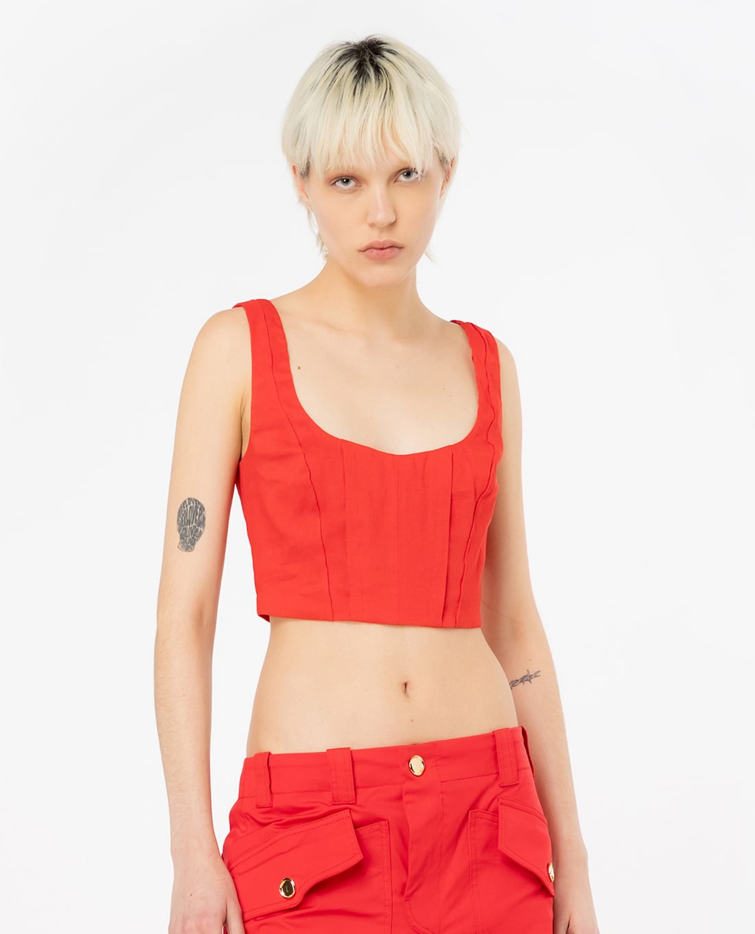 PINKO - Áo sát nách croptop phom ôm Titone