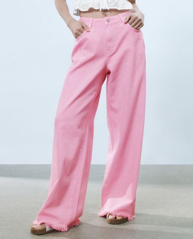  URBAN REVIVO - Quần jeans nữ ống rộng cá tính 