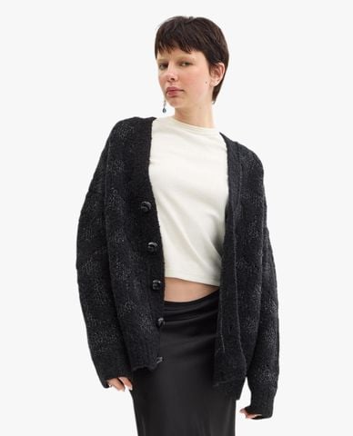  COACH - Áo khoác cardigan nữ cổ V tay dài Signature 