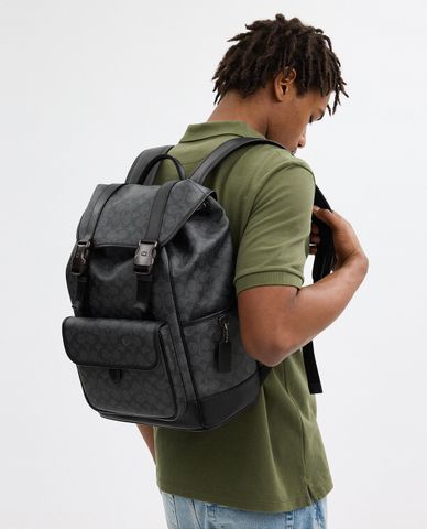  COACH - Balo nam nắp gập League In Signature Canvas 