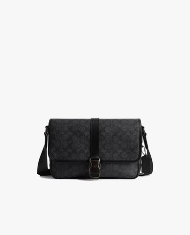  COACH - Túi đeo chéo nam nắp gập League In Signature Canvas 