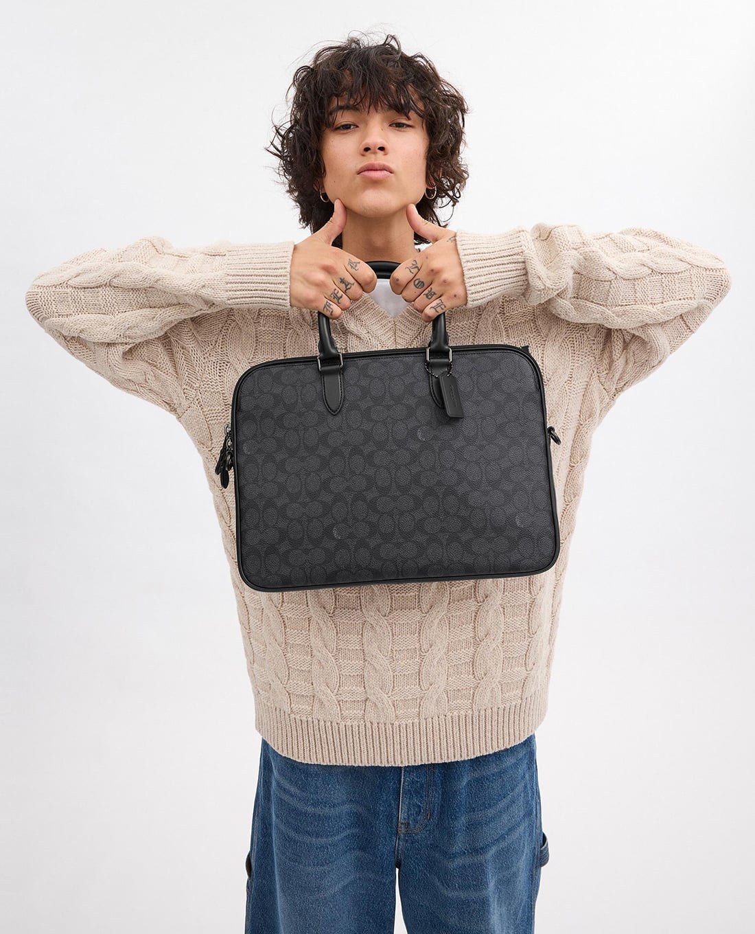 COACH - Cặp xách nam phom chữ nhật Gotham Slim In Signature Canvas