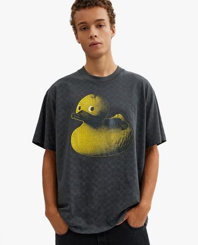  COACH - Áo thun nam cổ tròn tay ngắn Signature Duck Relaxed 