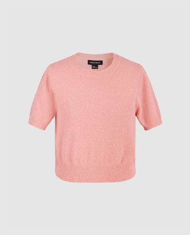  URBAN REVIVO - Áo dệt kim nữ cổ tròn tay ngắn phom croptop 