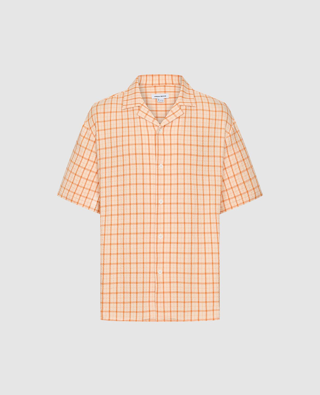 URBAN REVIVO - Áo sơ mi nam cổ bẻ tay ngắn kẻ caro