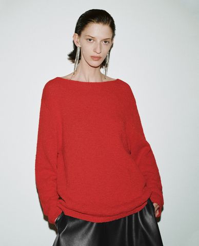  URBAN REVIVO - Áo dệt kim nữ cổ tròn tay dài Loose 