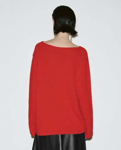  URBAN REVIVO - Áo dệt kim nữ cổ tròn tay dài Loose 