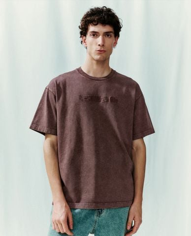  URBAN REVIVO - Áo thun nam cổ tròn tay ngắn Letter Printed 