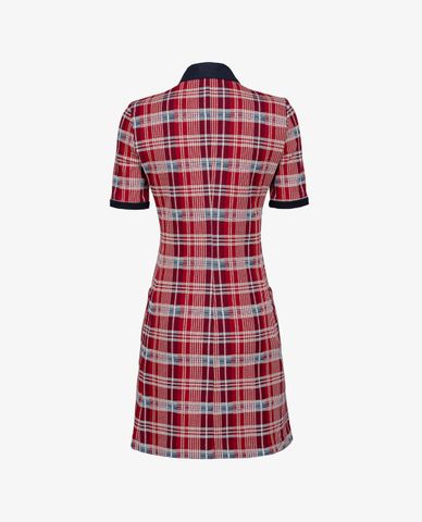  PINKO - Đầm mini ngắn tay họa tiết sọc caro thời trang 