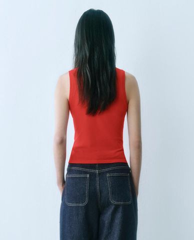  URBAN REVIVO - Áo sát nách nữ phối dây buộc eo 