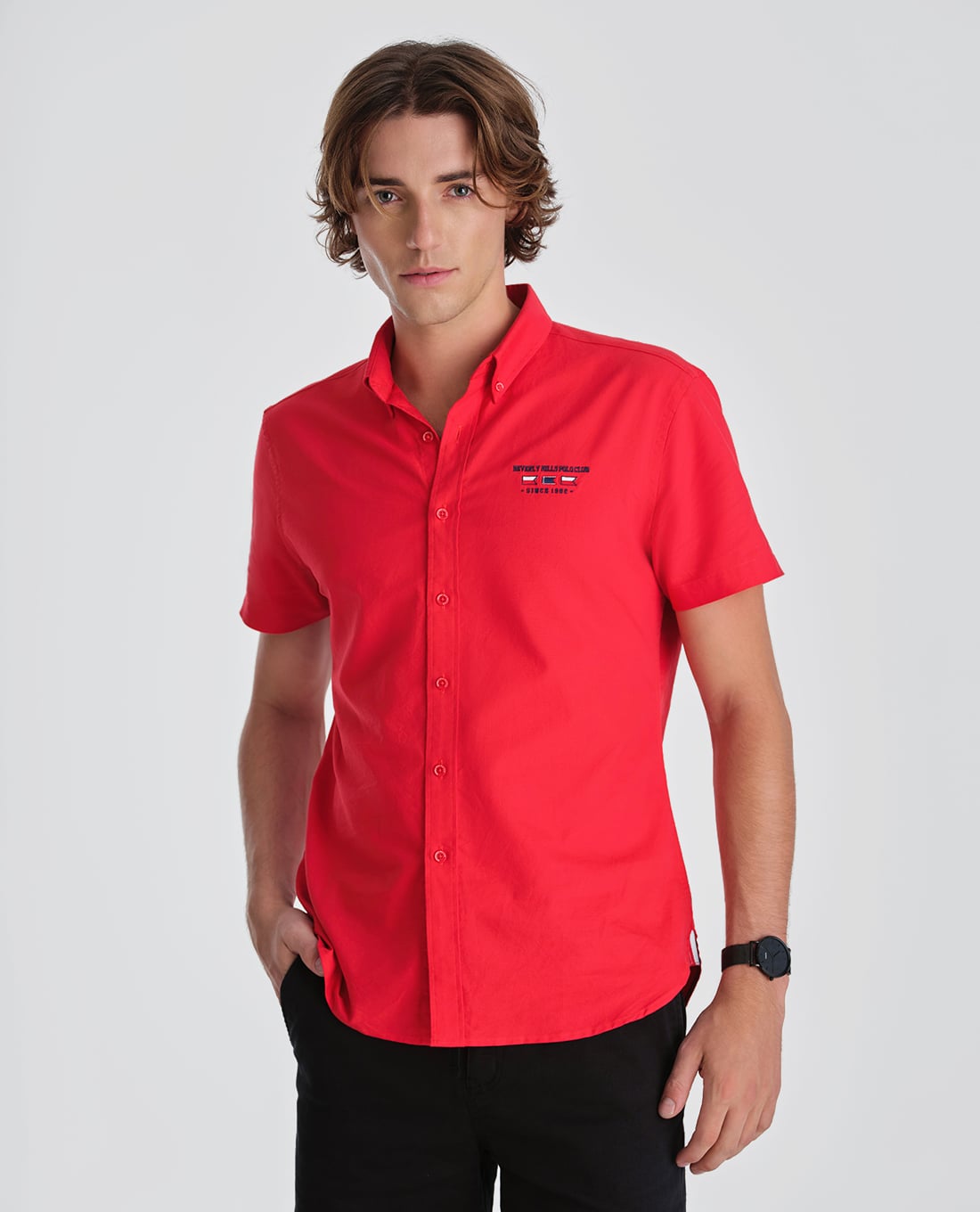 BEVERLY HILLS POLO CLUB - Áo sơ mi nam cổ bẻ tay ngắn trẻ trung