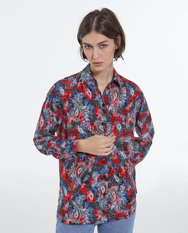  THE KOOPLES - Áo sơ mi nữ dài tay cổ bẻ Multicolored Printed 