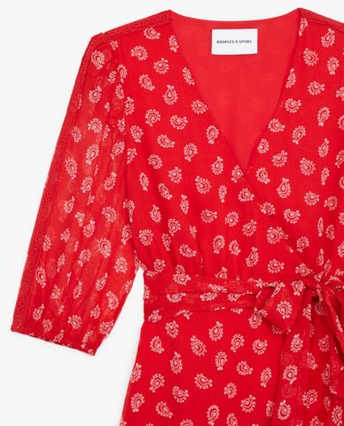  THE KOOPLES - Đầm mini cổ V cột eo Printed Light 