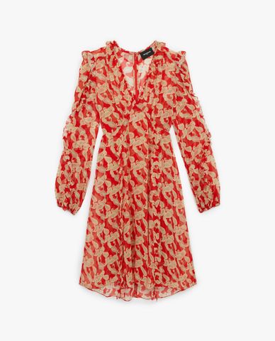  THE KOOPLES - Đầm mini phom suông cổ V Wraparound Short Printed 