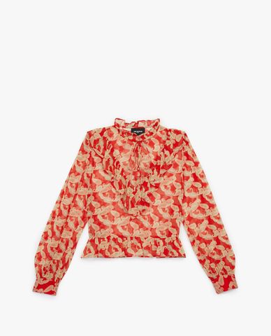  THE KOOPLES - Áo kiểu nữ tay dài cổ V Buttoned Short Printed 