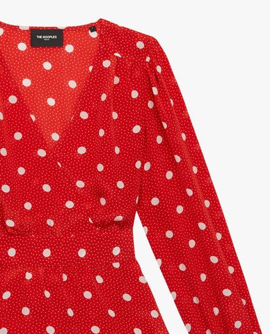  THE KOOPLES - Áo kiểu nữ dáng quấn Dots And Smocking 