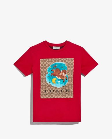  COACH - Áo thun nữ cổ tròn ngắn tay Lunar New Year 