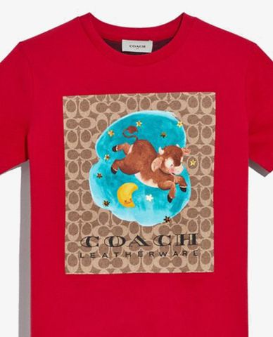 COACH - Áo thun nữ cổ tròn ngắn tay Lunar New Year 