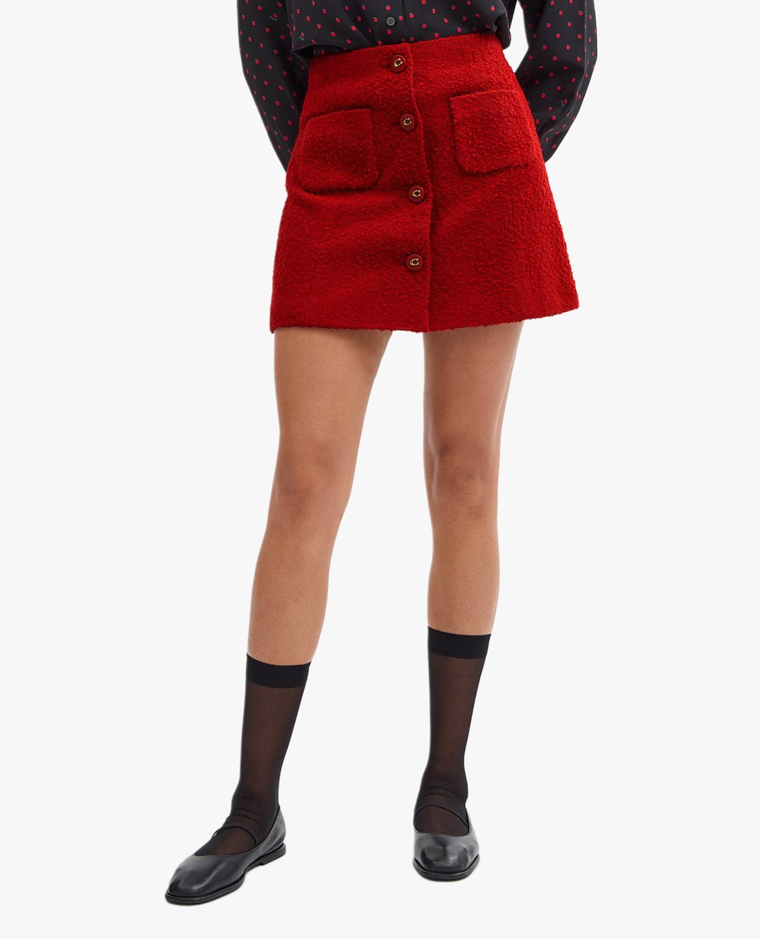 COACH - Chân váy mini dáng chữ A Boucle vải tweed