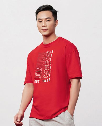  SKECHERS - Áo thun nam cổ tròn tay ngắn Red Mood 