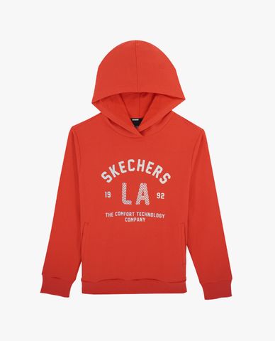  SKECHERS - Áo hoodie nam phối mũ tay dài Red Mood 