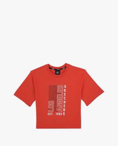  SKECHERS - Áo thun nữ cổ tròn tay ngắn Red Mood 