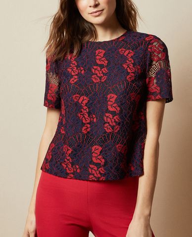  TED BAKER - Áo kiểu nữ tay ngắn cắt laser Thallia 