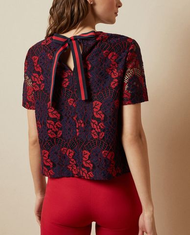  TED BAKER - Áo kiểu nữ tay ngắn cắt laser Thallia 