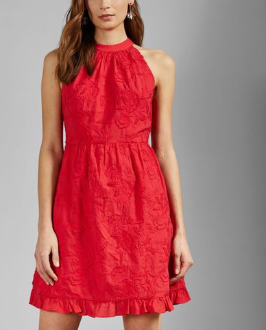  TED BAKER - Đầm suông mini cổ yếm thêu hoa Lorene 